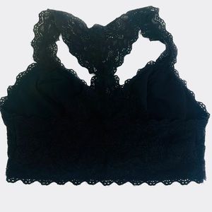 Felina Black racer back Lace Bralette size small